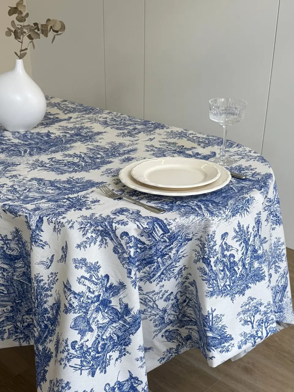 Скатертина столова Ecotton DUCK 150х170 см водовідштовхувальна Italiano Blue синього кольору