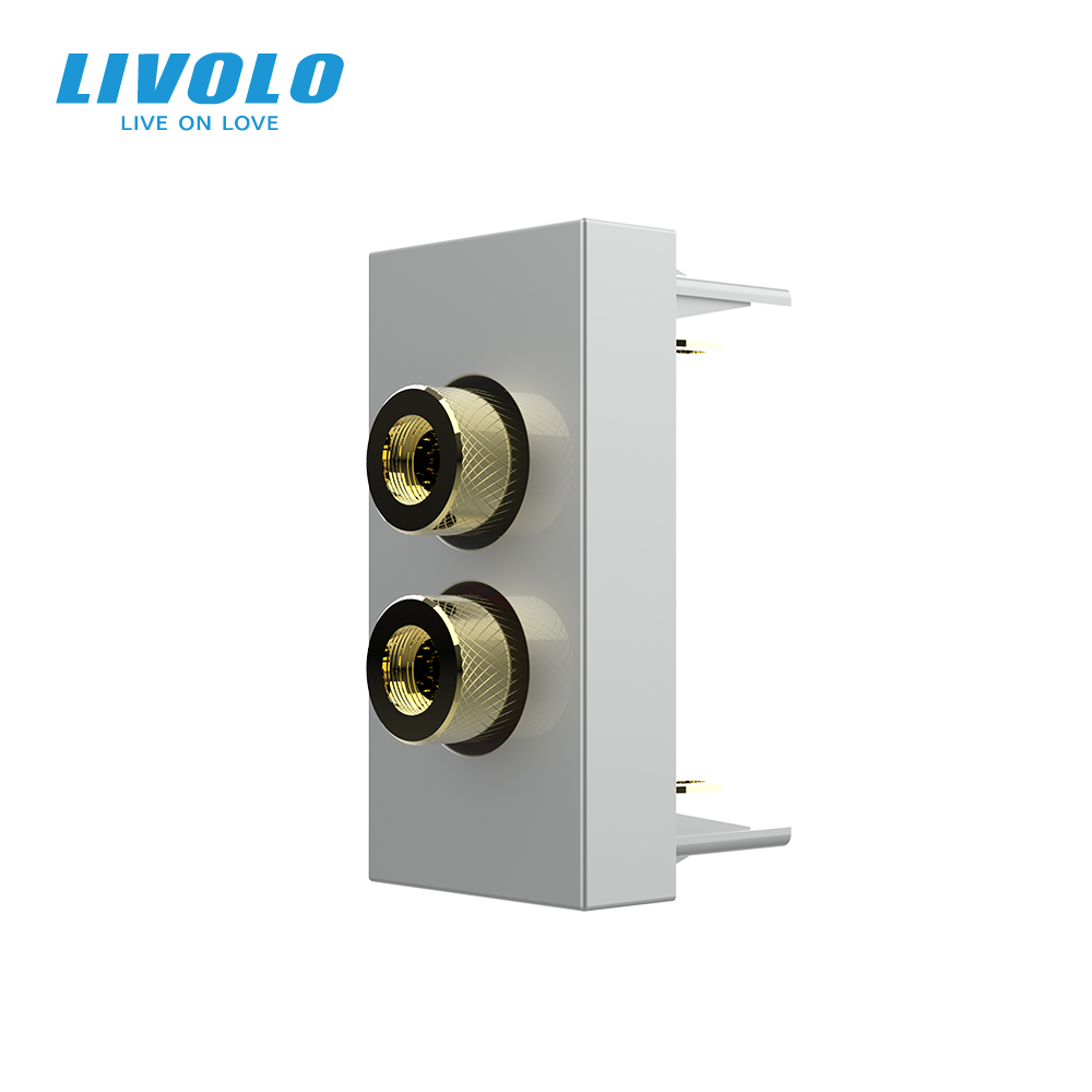 Аудіо розетка LIVOLO Banana Plug, сіра, для колонок / підсилювача, модуль 0.5 поста (VL-FCSD-1IP)