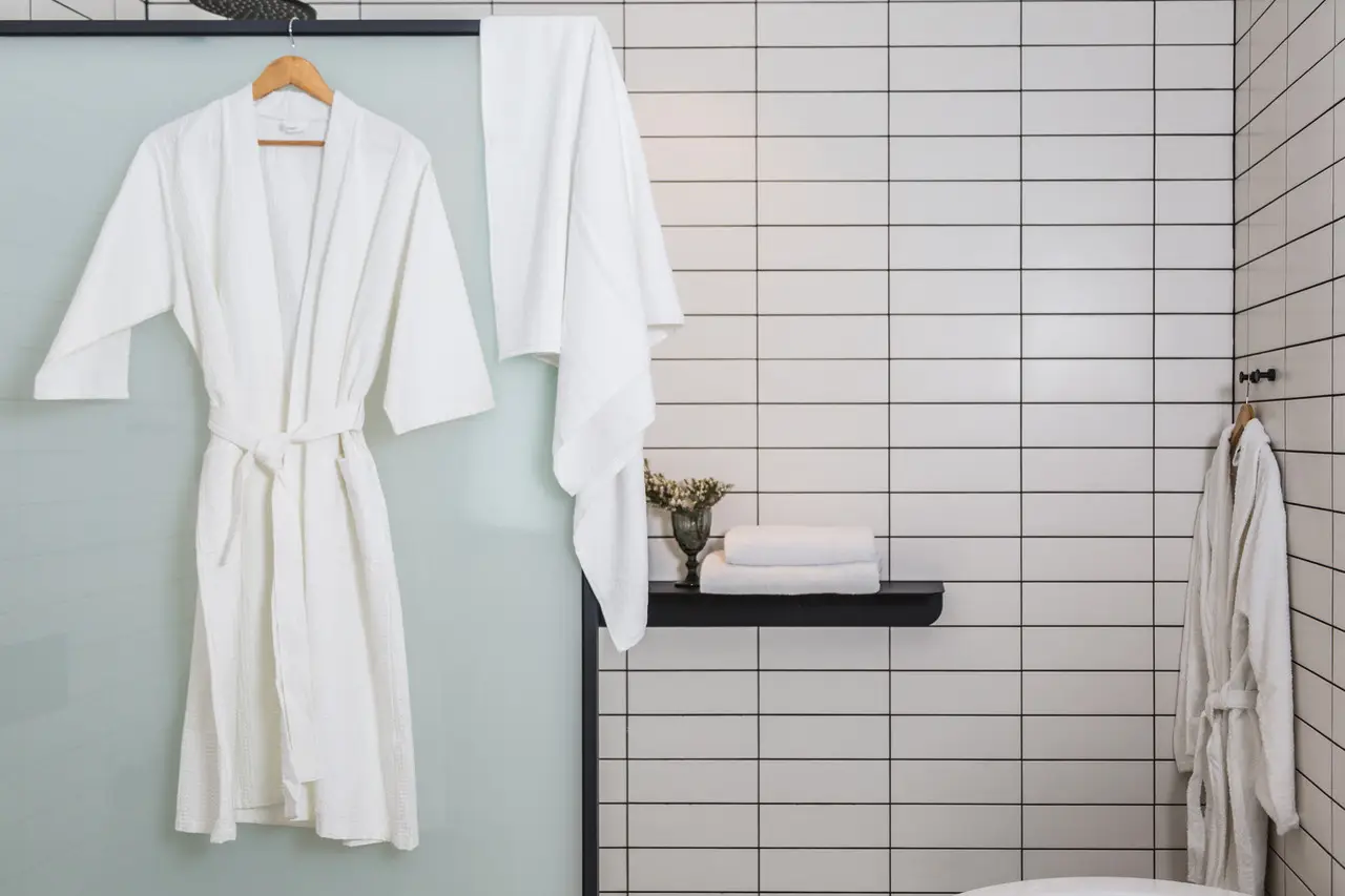 Халат готельний Ecotton XXL вафельний білий з поясом універсальний White 52-54 розмір унісекс