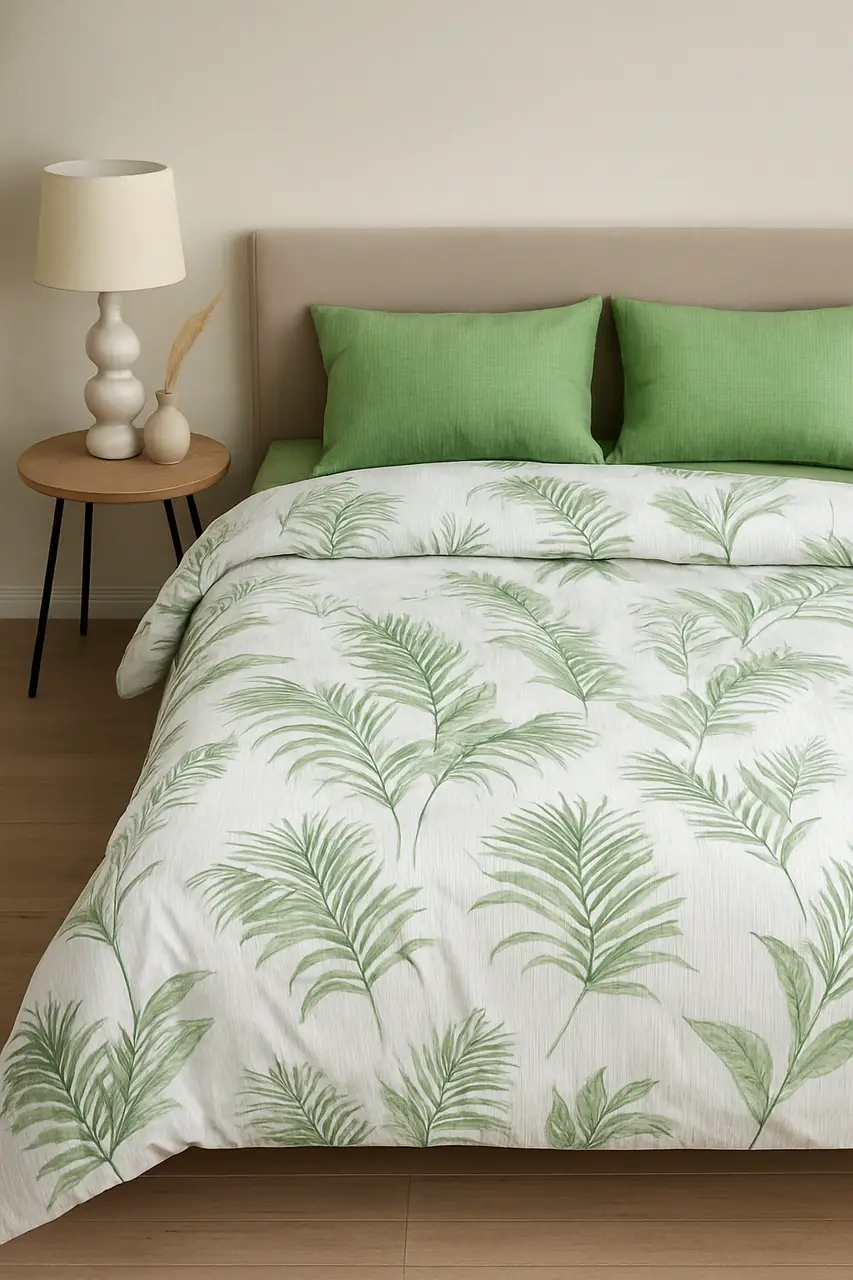 Комплект постільної білизни Ecotton двоспальний 180х215 см Папороть зелена (21006АВ)