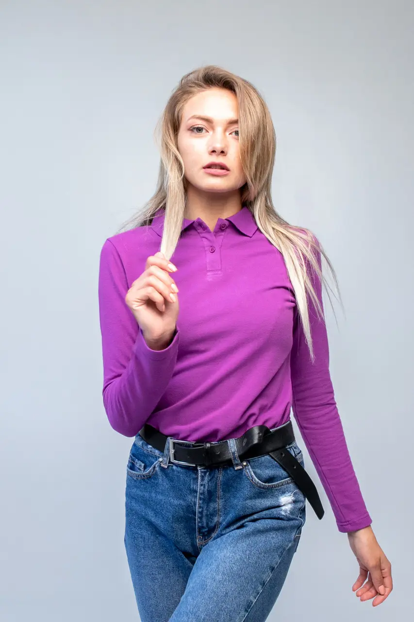 Фіолетове поло з довгим рукавом жіноче STANDART