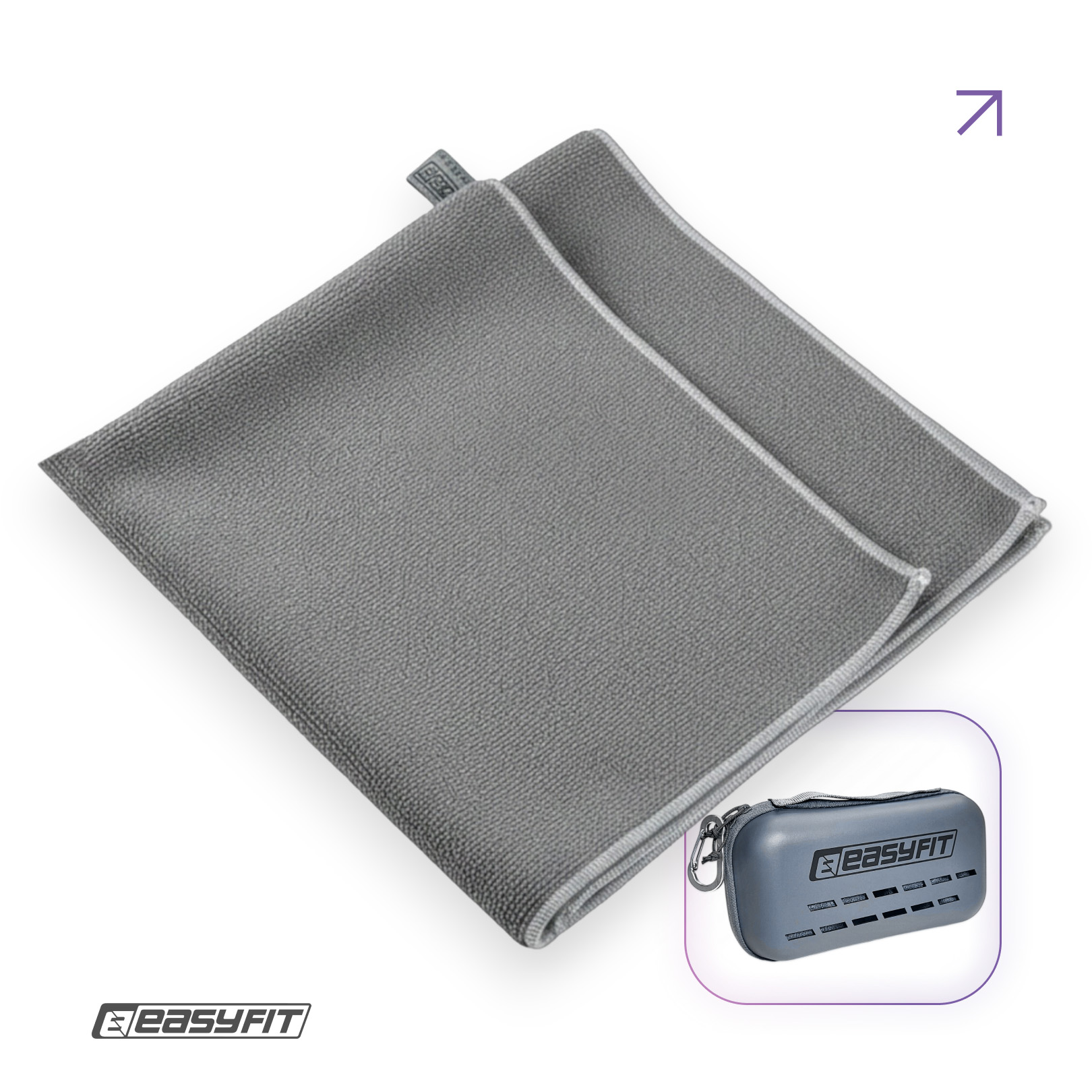 Спортивний рушник EasyFit RoyalWing 90х50 см з мікрофібри + кейс