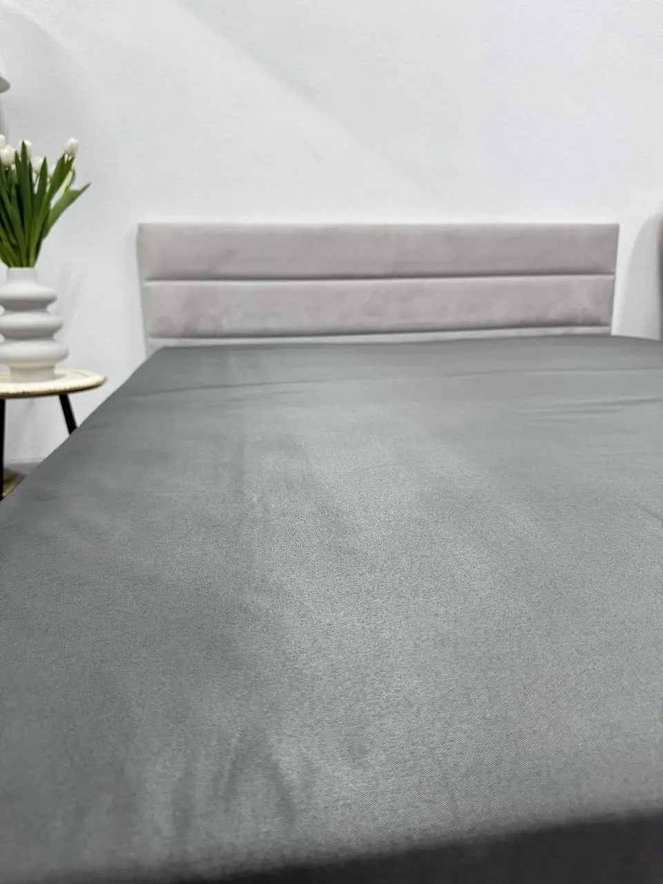 Простирадло на резинці Ecotton 160х200 см сірий Nid Grey 24567