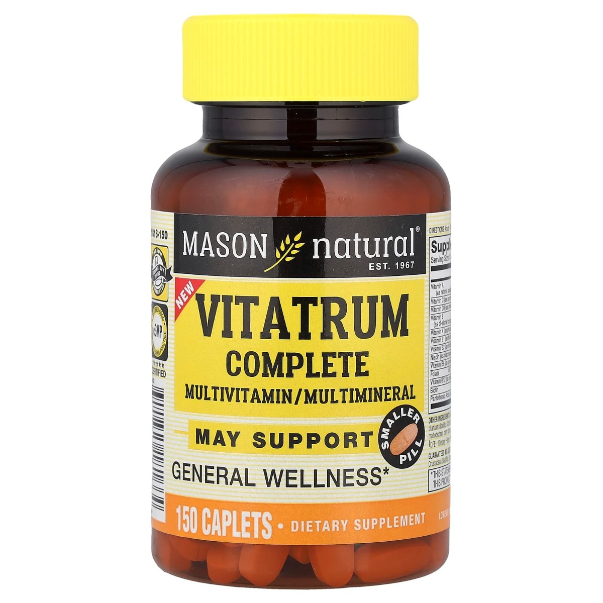 Мультивітаміни та мультимінерали, Vitatrum Complete, Mason Natural, 150 каплет