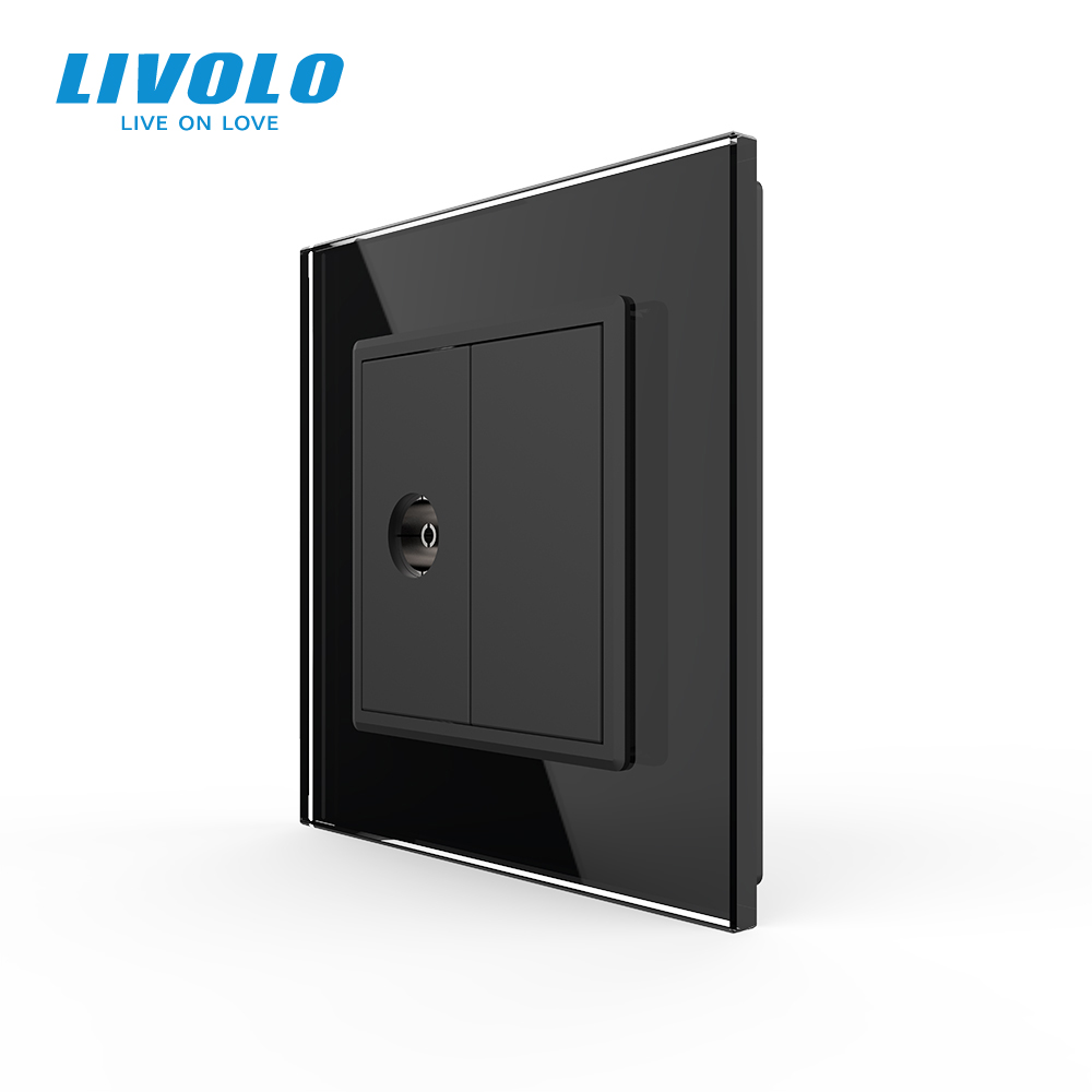 Розетка телевізійна LIVOLO чорна 2.5D скло