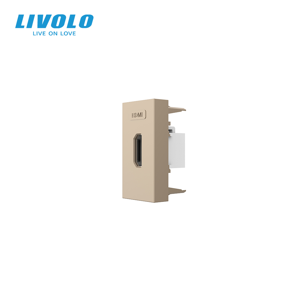 HDMI розетка LIVOLO 1.4, золота, модуль 0.5 поста, для телевізора / ПК (VL-FCHD-1AP)