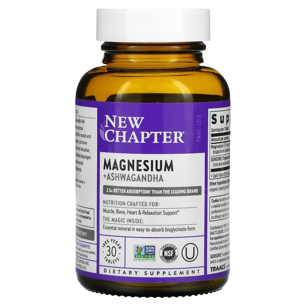 Магній та Ашваганда, Magnesium + Ashwagandha, New Chapter, 30 таблеток