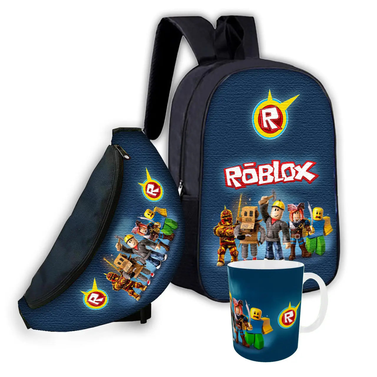 Набір дитячий Роблокс «Roblox» рюкзак 36х27см сумка-бананка, кружка з принтом для хлопчика (01576)