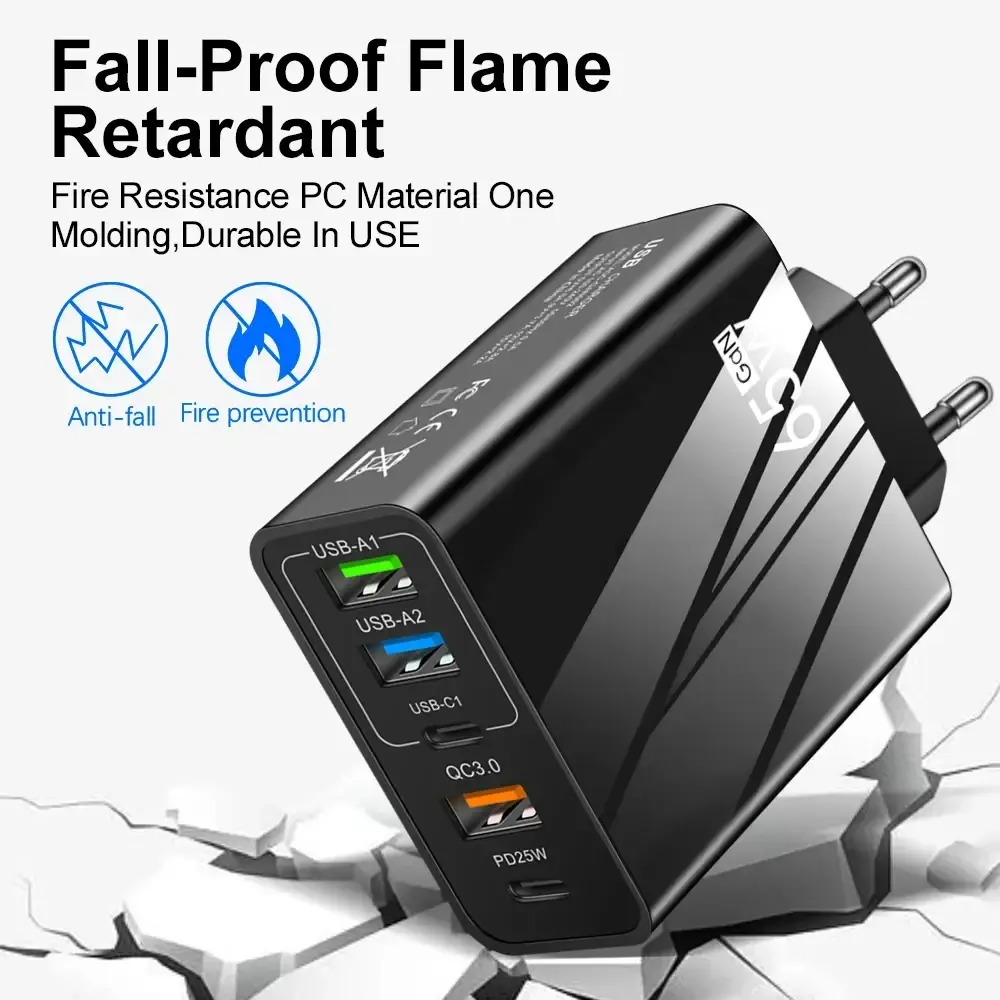 Зарядний пристрій PD 65W зарядка 3.0 USB, Type-C PD, блок зарядки для IPhone, IPad, Samsung, Xiaomi