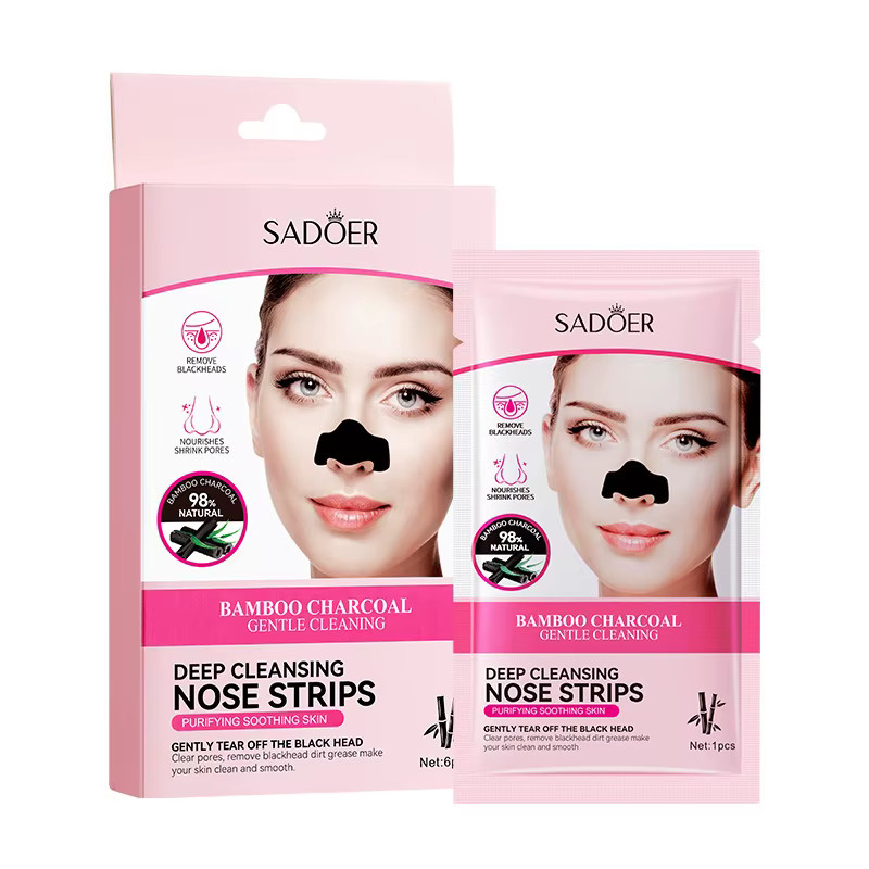Очищающая маска для носа SADOER Bamboo Charcoal с бамбуковым углем 6 шт