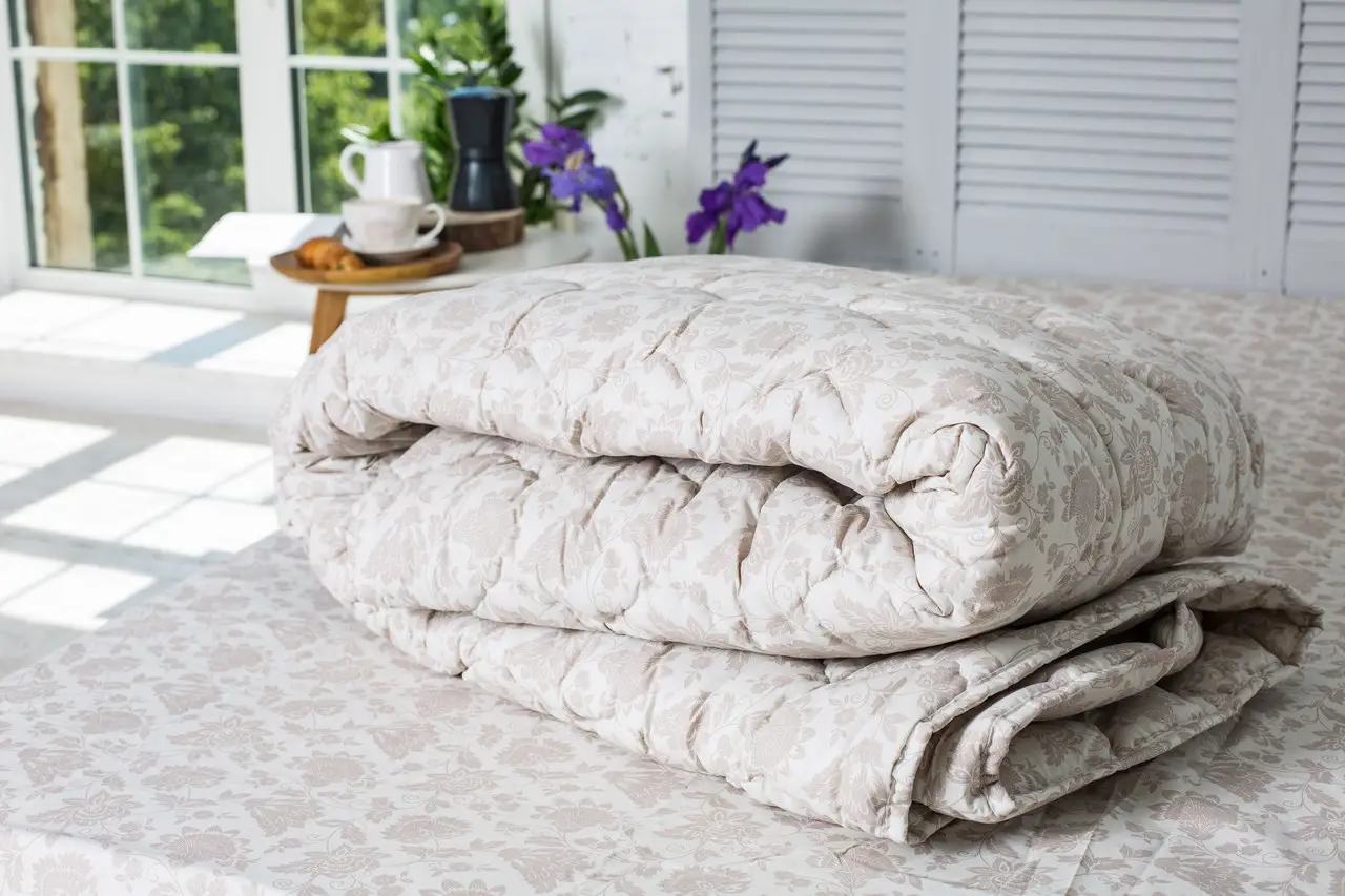 Ковдра Novita двоспальна 172х205 см вовняна стьогана бязь бежевий 20-1154 beige