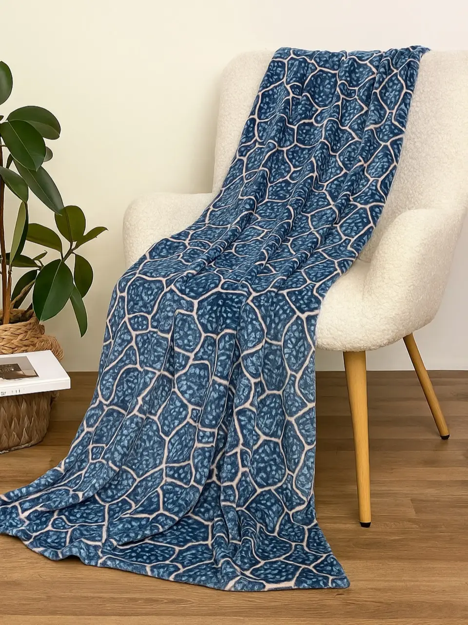 Плед Ecotton 150х220 см із мікрофібри Well Soft Камні блакитний