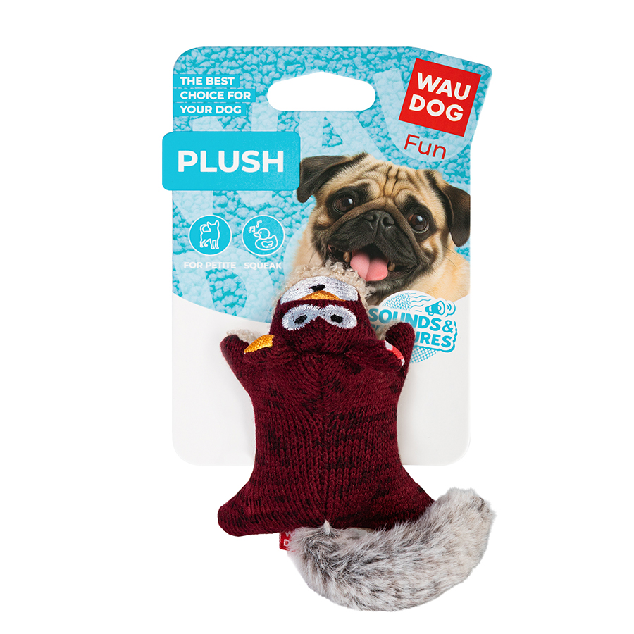 Іграшка для собак WAUDOG Fun Plush Білка, трикотаж, Ш 4 см, Д 9 см, S
