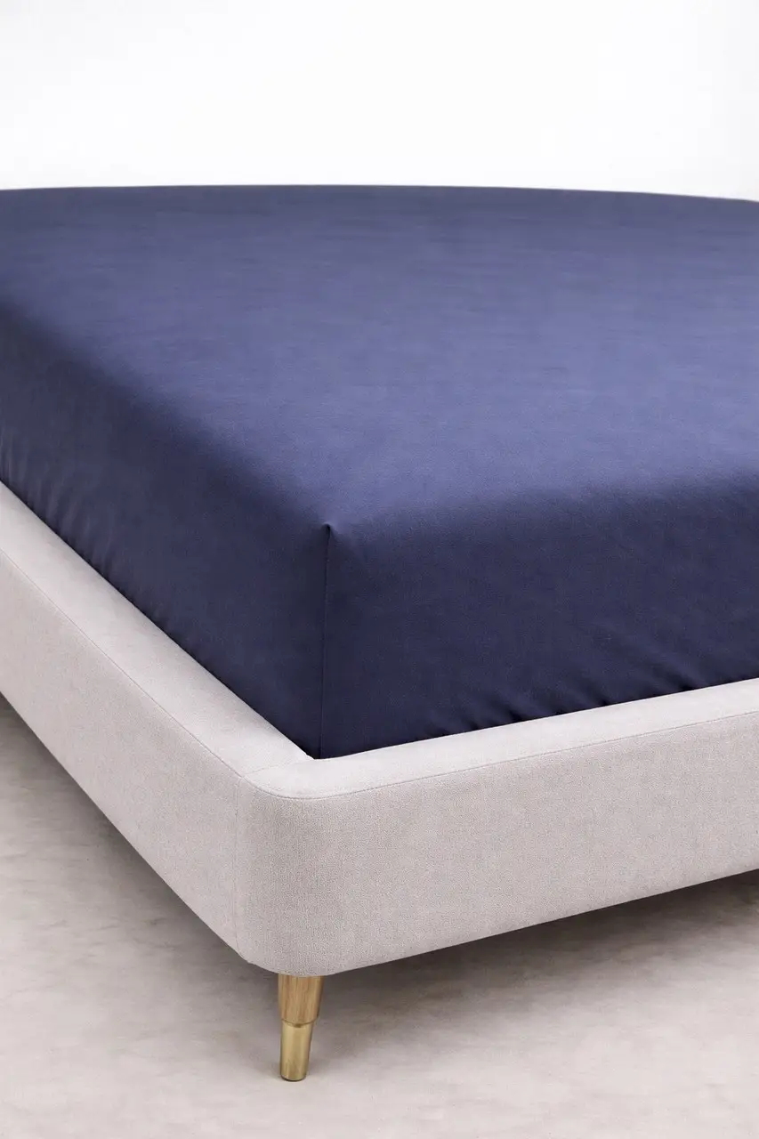 Простирадло на резинці Ecotton 180х200 см фланель бавовняне Blue синій