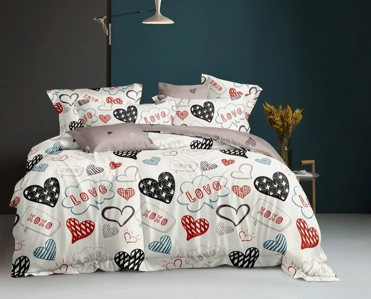 Комплект постільної білизни Ecotton двоспальний Сімейний 150х215 см Серце біле (23250)
