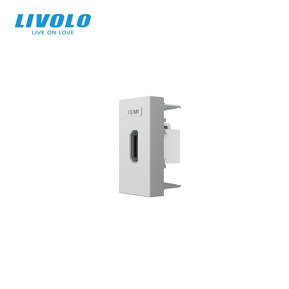 HDMI розетка LIVOLO 1.4, сіра, модуль 0.5 поста, для телевізора / ПК (VL-FCHD-1IP)