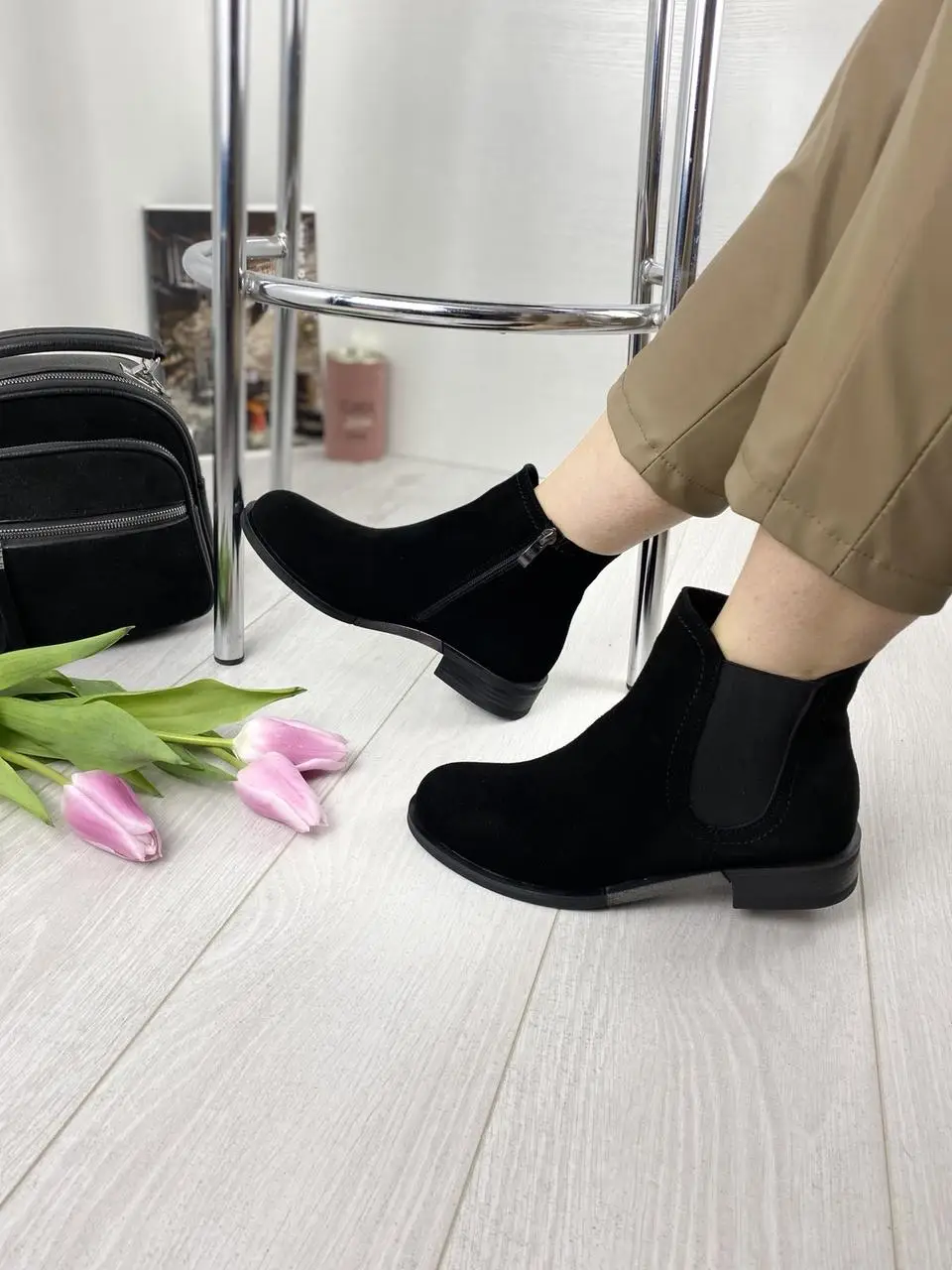 Женские черевики VESNA черные натуральная замша 37р.-24см 39р.-25,5см (1075) 37