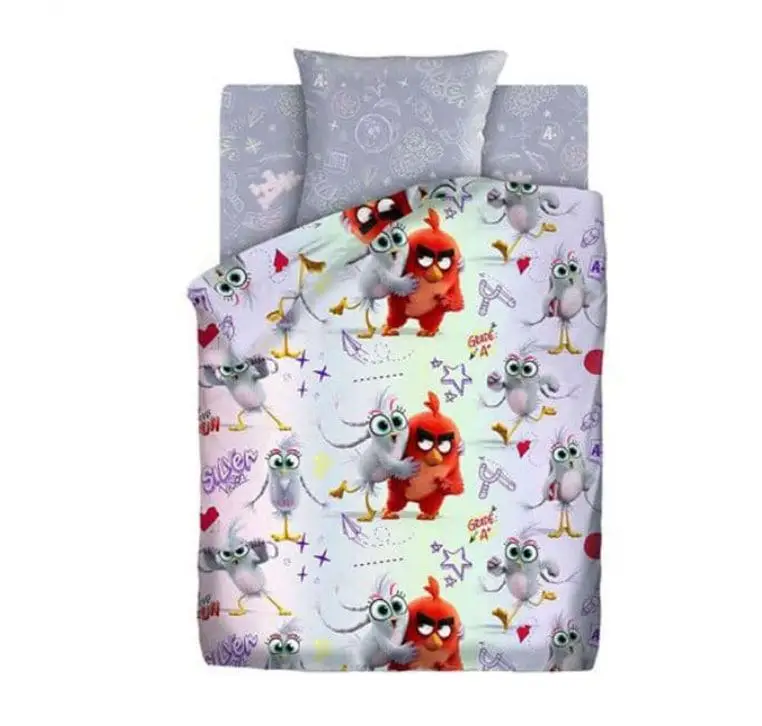 Комплект постільної білизни TAC Angry Birds полуторний 143x215 см Red and Silver сірий
