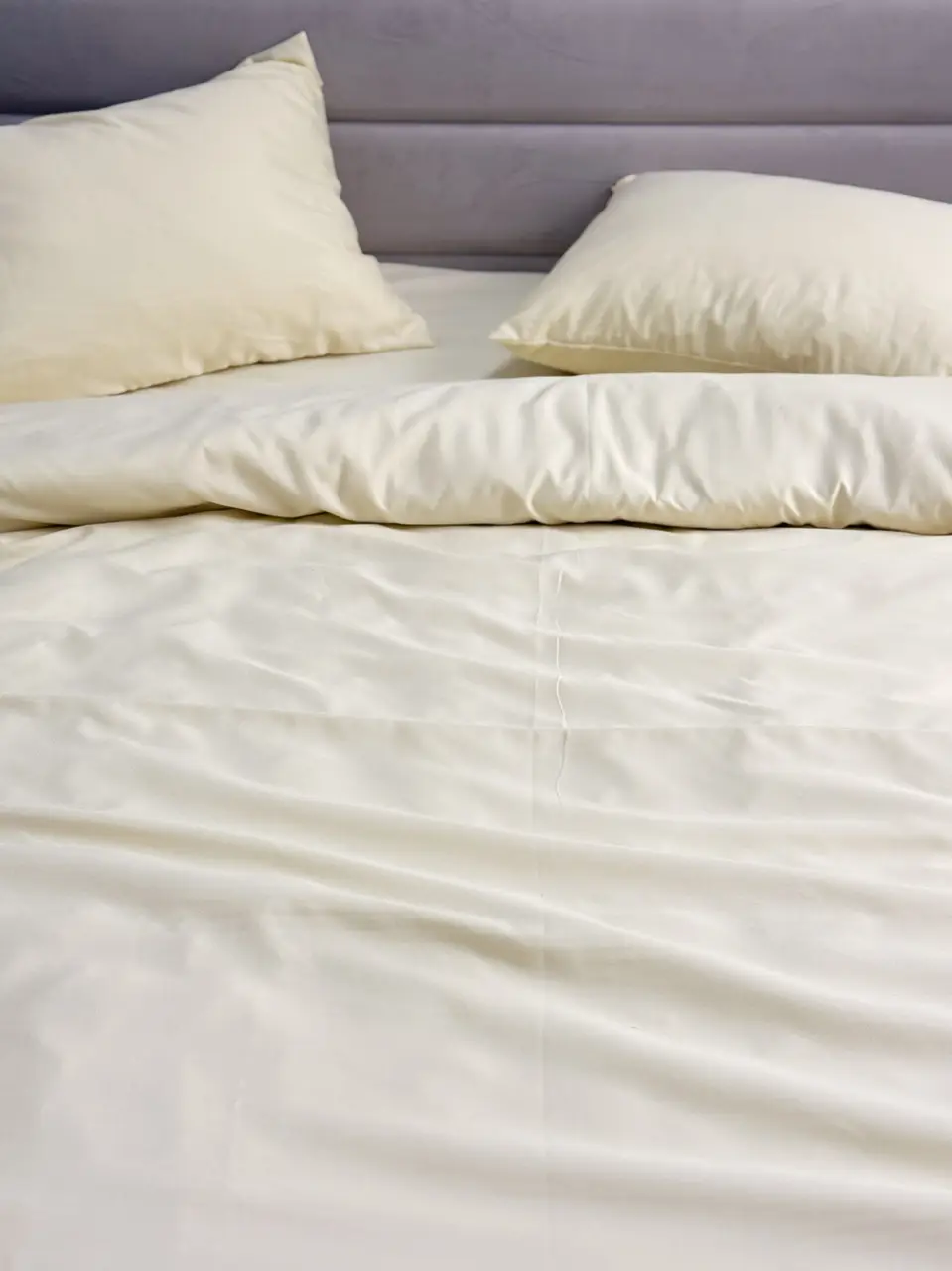 Комплект постільної білизни Ecotton Євро 210х220 см однотонний кремовий Cream Yellow