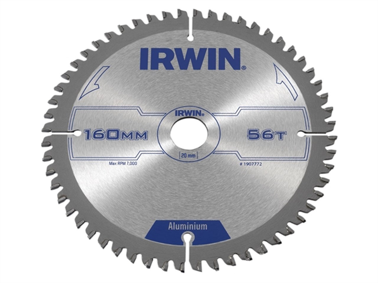 Диск по алюмінію TCG для циркулярних пилок Ø160x20 мм 56T, Irwin 1907772