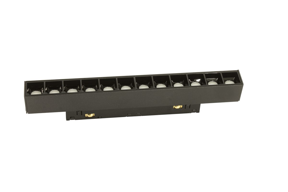 Магнітний світильник лінійний grille light чорний 3000К 24° L220mm 12Вт 1440Lm 48V