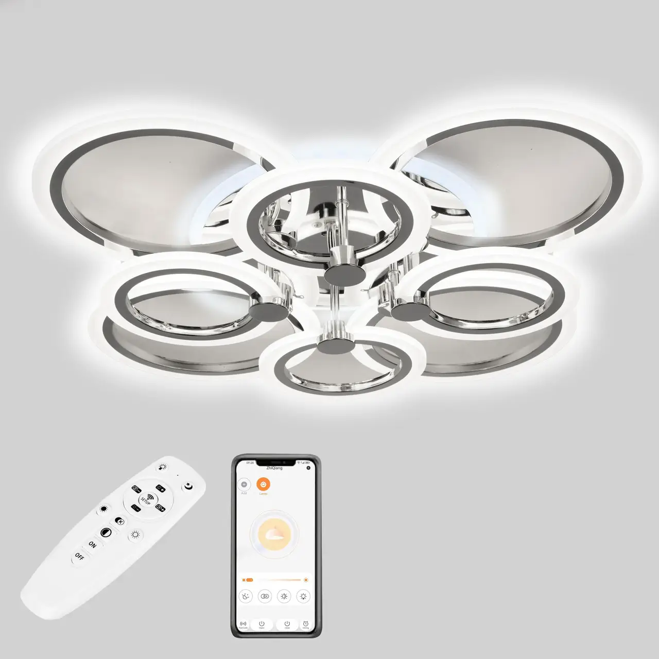 Стельова LED люстра, світлодіодний світильник хром Sunlight  5333/4+4 СR R