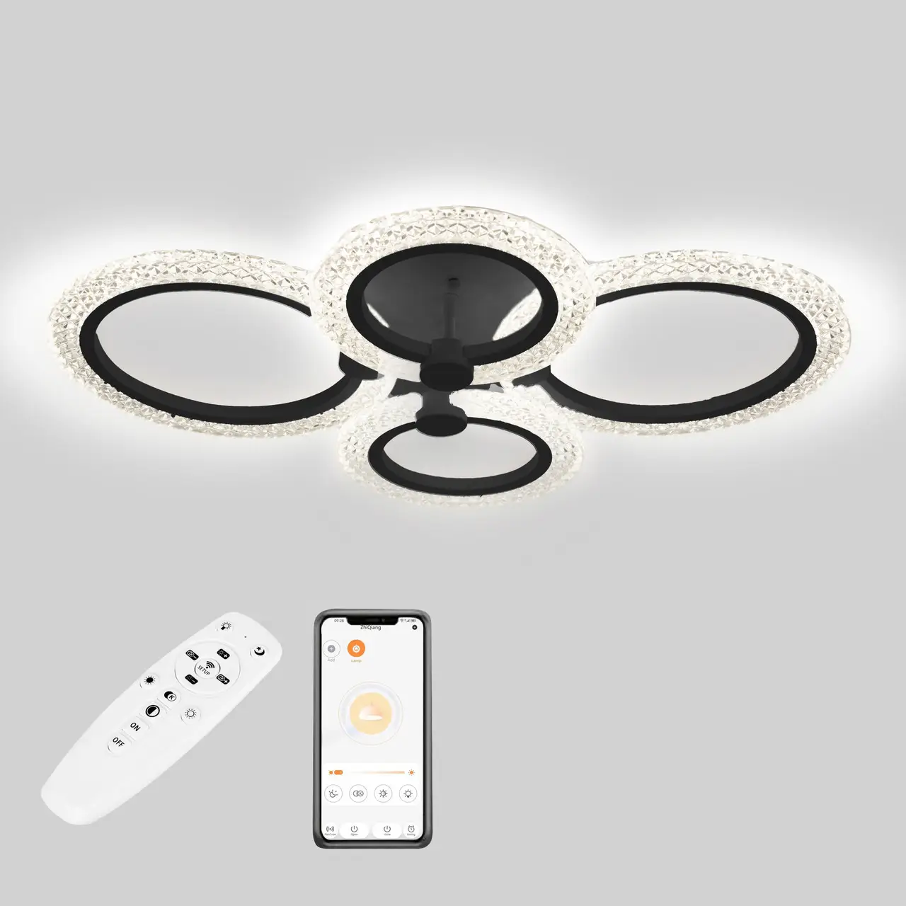 Стельова LED люстра, світлодіодний світильник чорний Sunlight 5805/2+2