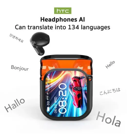 Бездротові навушники HTC NE20 AI Bluetooth сенсорне керування – зарядний кейс, чорні