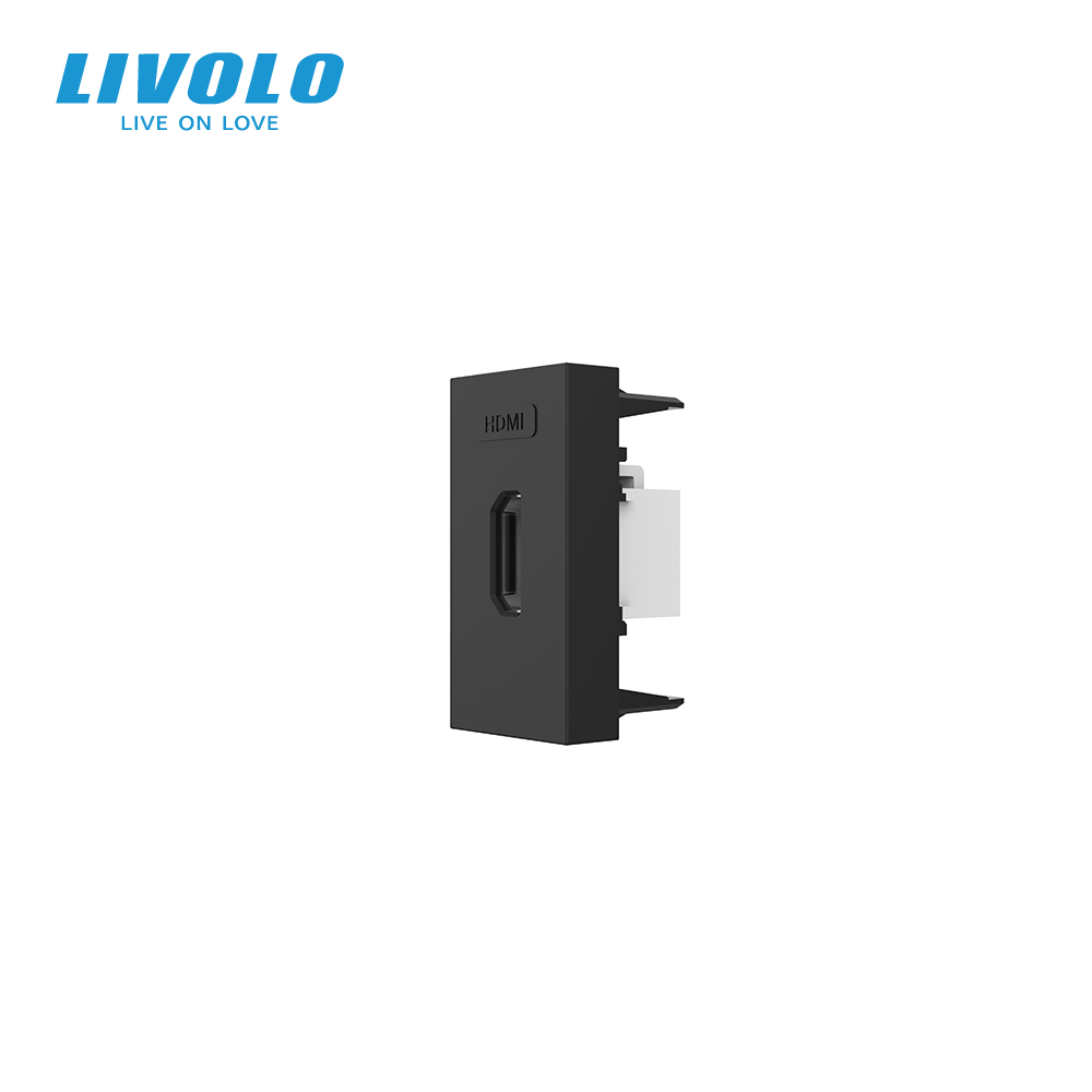 HDMI розетка LIVOLO 1.4, чорна, модуль 0.5 поста, для телевізора / ПК (VL-FCHD-1BP)