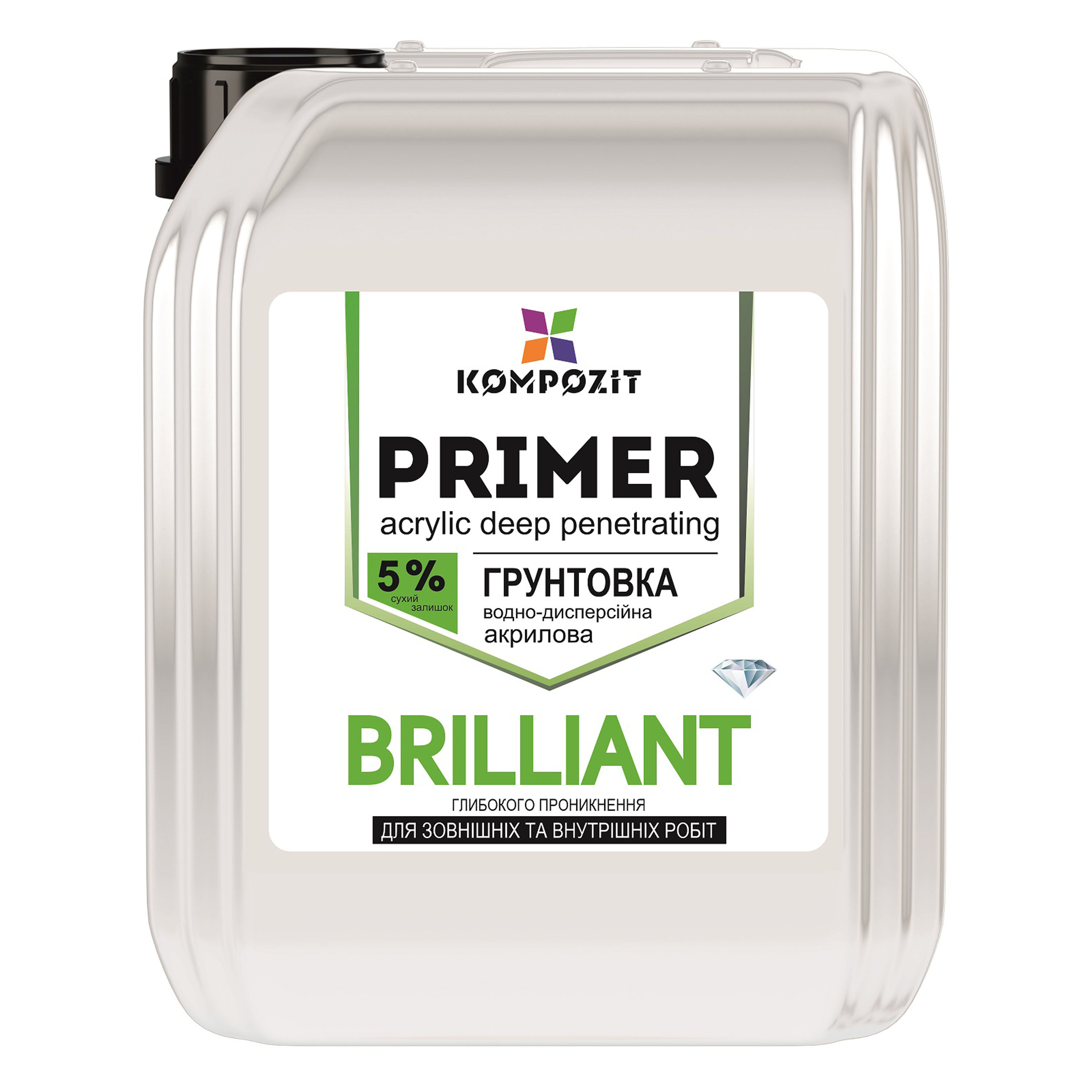 Ґрунтовка акрилова BRILLIANT, 1 л, Прозорий