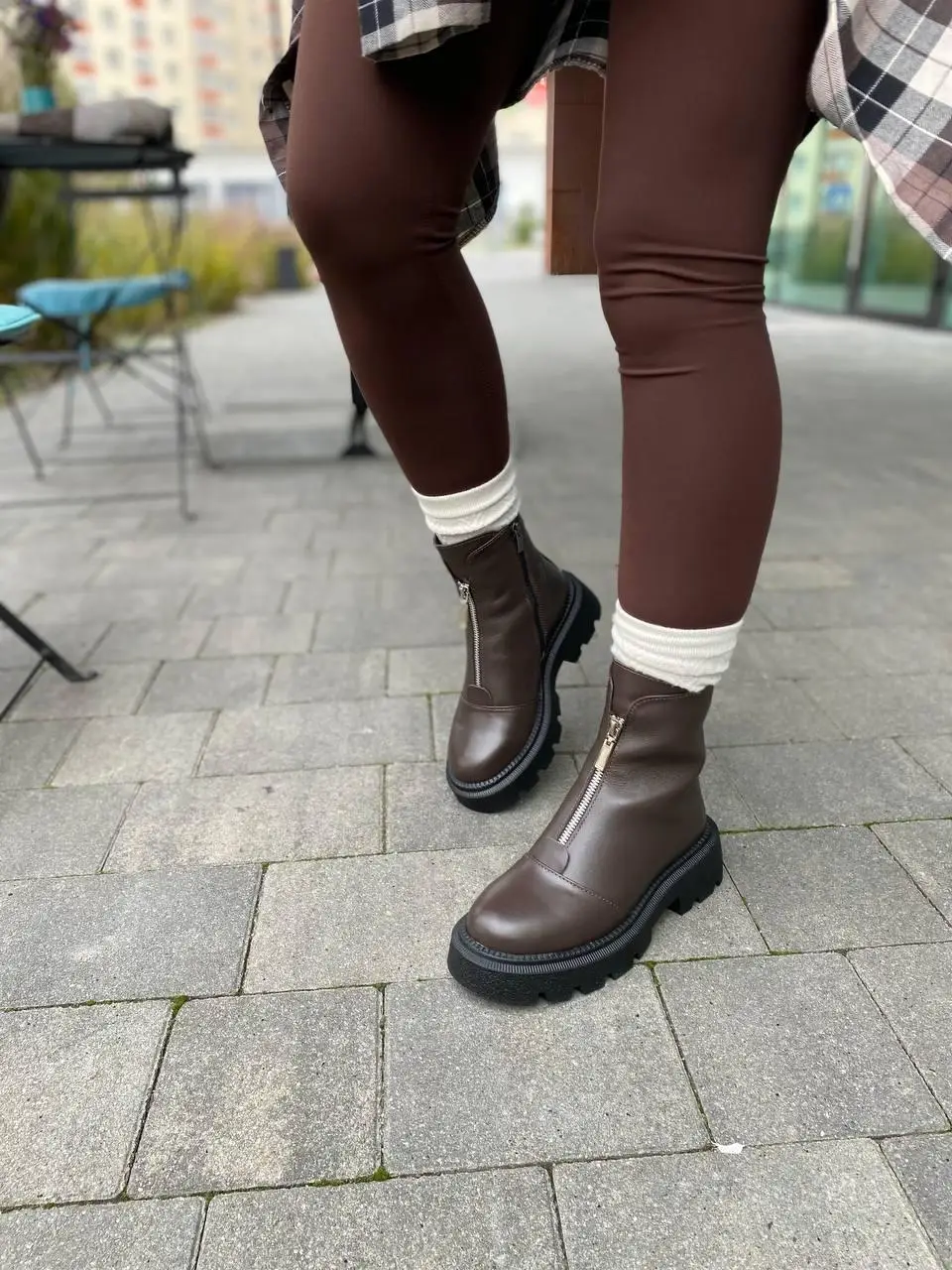 Женские ботинки из натуральной кожи зимние утепленные р. 36-40 (6091) / Стильные ботинки кожаные на зиму шоколадные 36