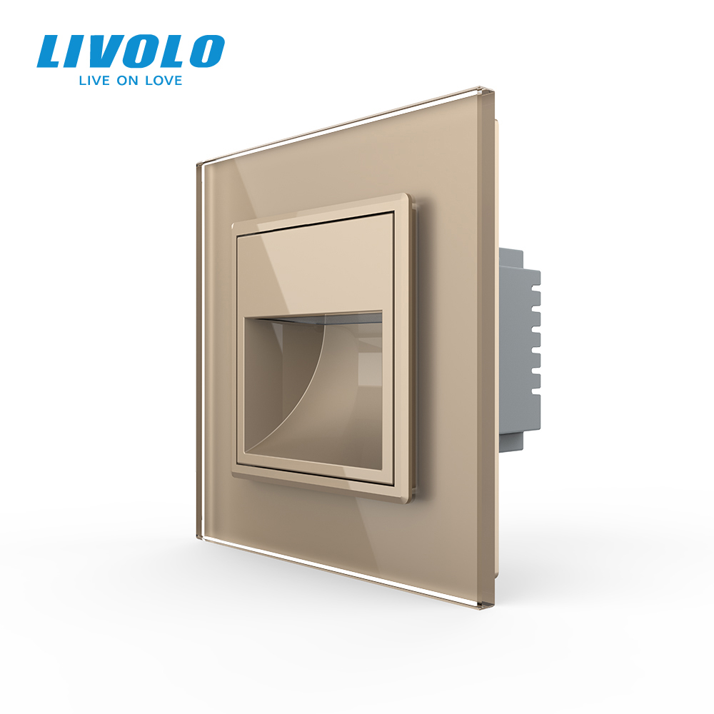 Світильник для сходів LIVOLO, золотий, 2.5D скляна рамка, тепле світло 2700K, 230В, 0.35Вт