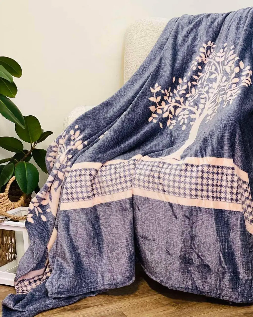 Плед Ecotton 150х220 см із мікрофібри Well Soft Дерева синій