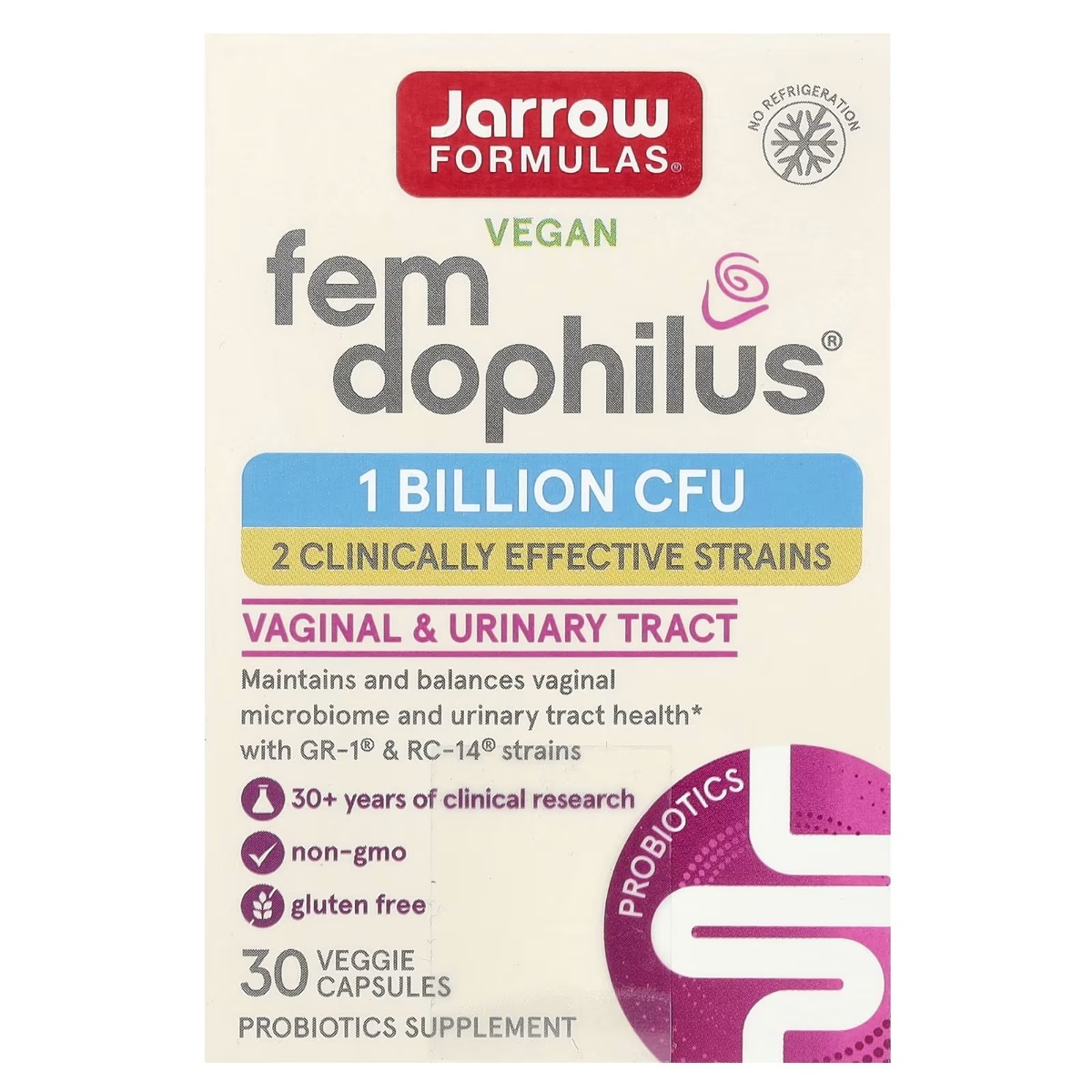 Пробіотики Для Жінок, Жіночий дофілус, 1 млрд КУО, Women's Fem Dophilus, Jarrow Formulas, 30 вегетаріанських капсул