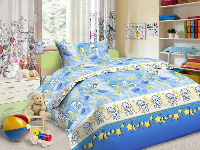 Дитячий комплект постільної білизни Ecotton 110х140 см в ліжечко Ведмедик блакитний (07178)