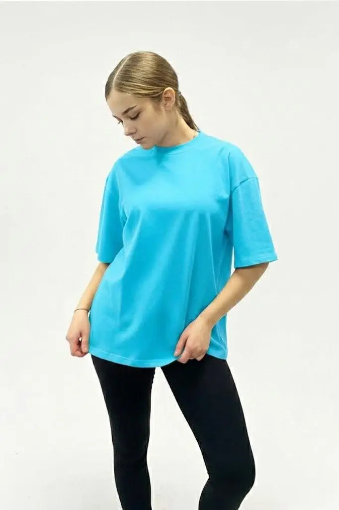 Небесна футболка базова жіноча OVERSIZE