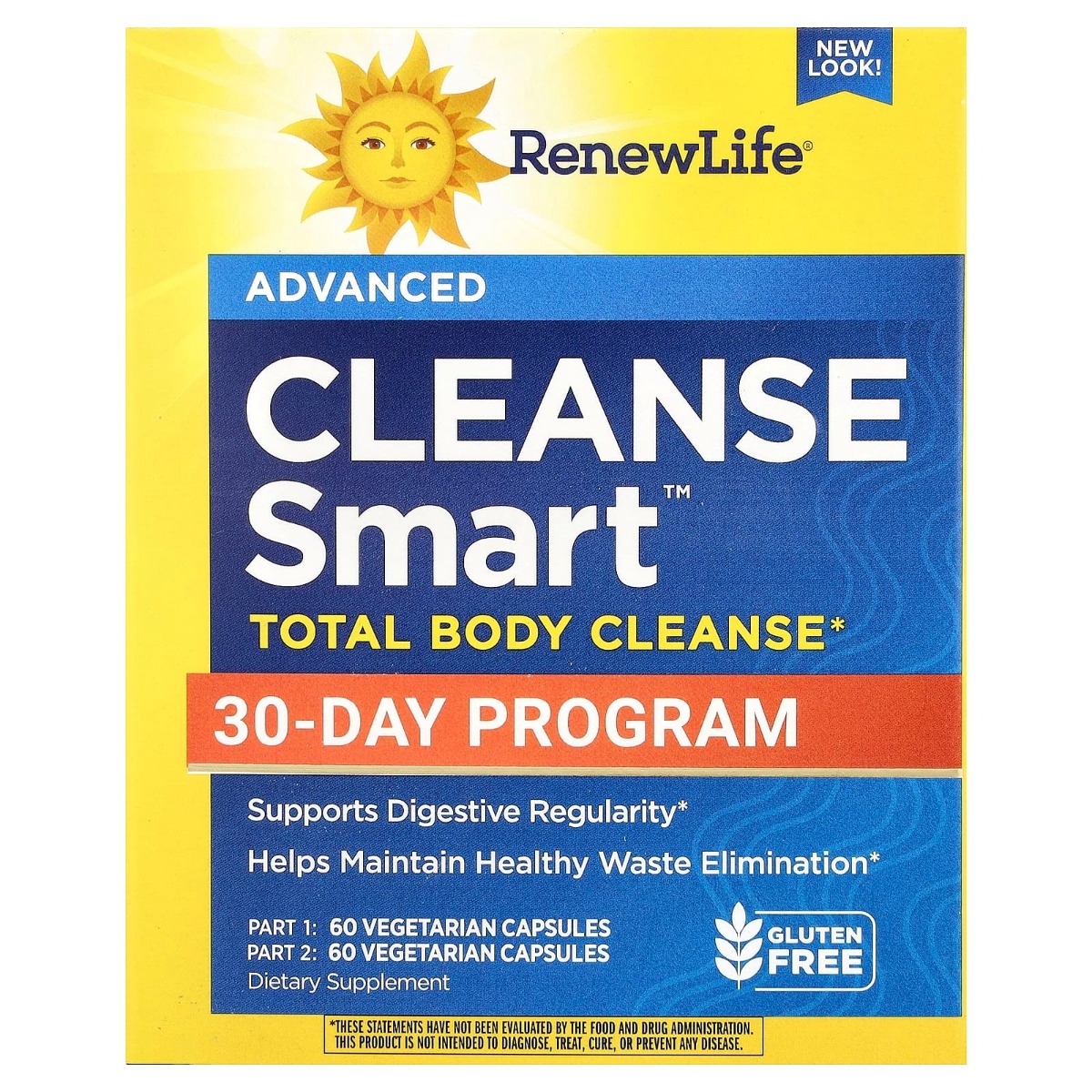 Очищення та детокс, 30-денна програма, Advanced Cleanse Smart, Renew Life, 2 баночки по 60 вегетаріанських капсул
