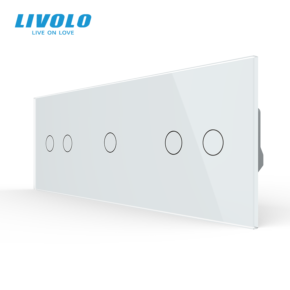 Сенсорний димер LIVOLO 5 сенсорів (2-1-2), білий, скляна панель, 2A 230V