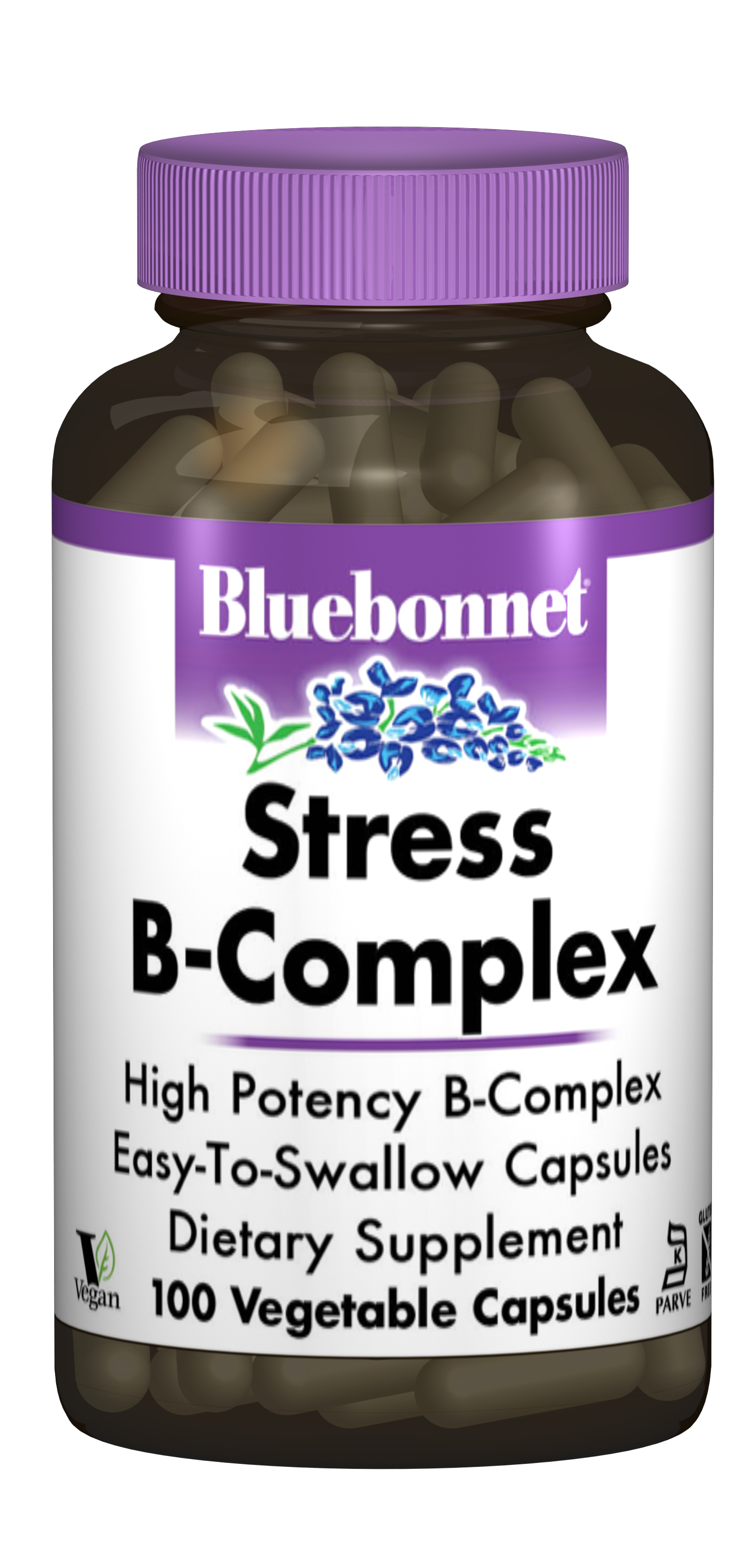 Стрес  В-Комплекс 100, Bluebonnet Nutrition, 100 гелевих капсул
