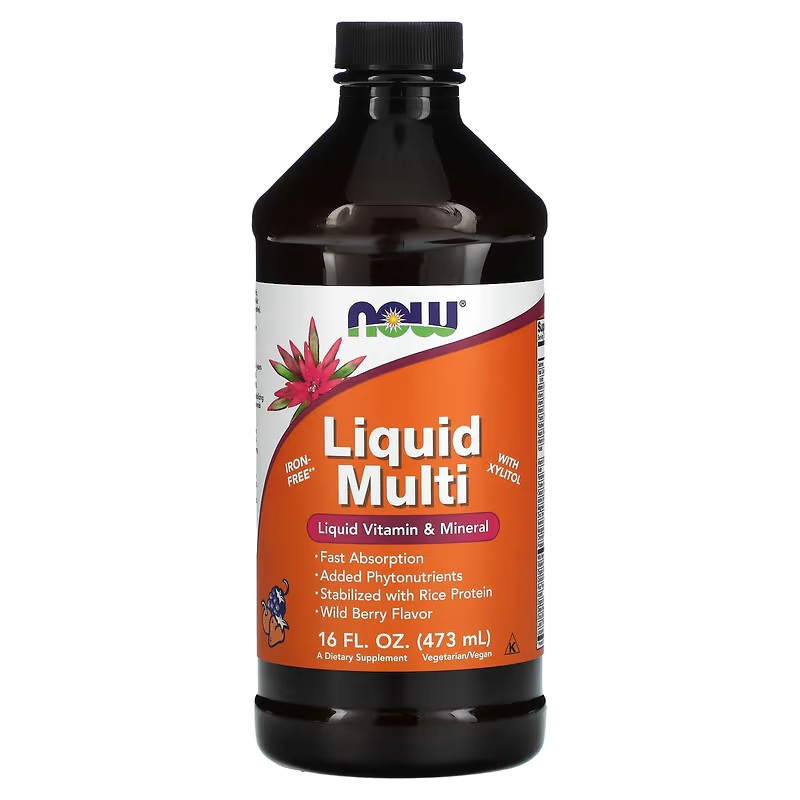 Рідкі мультивітаміни та мінерали, смак лісових ягід, Liquid Multi, Now Foods, 473 мл