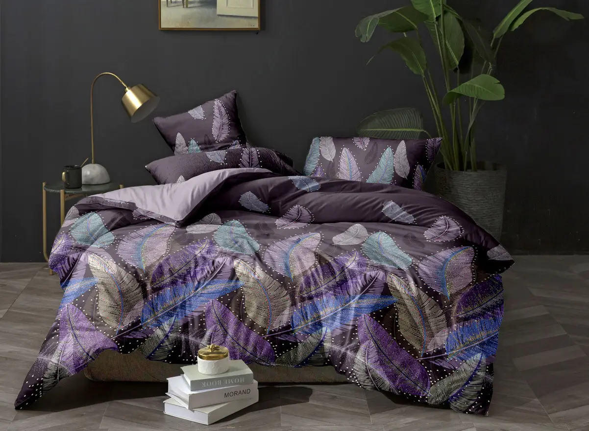 Комплект постільної білизни Ecotton полуторний 150х215 см Перинка фіолетовий (20098АВ)