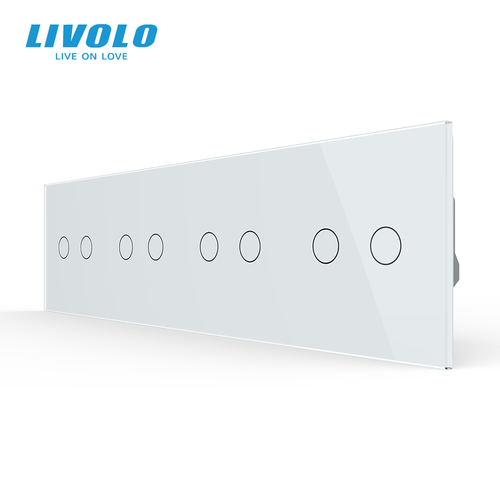 Сенсорний вимикач 8 сенсорів (2-2-2-2) Livolo білий скло (VL-C708-11)