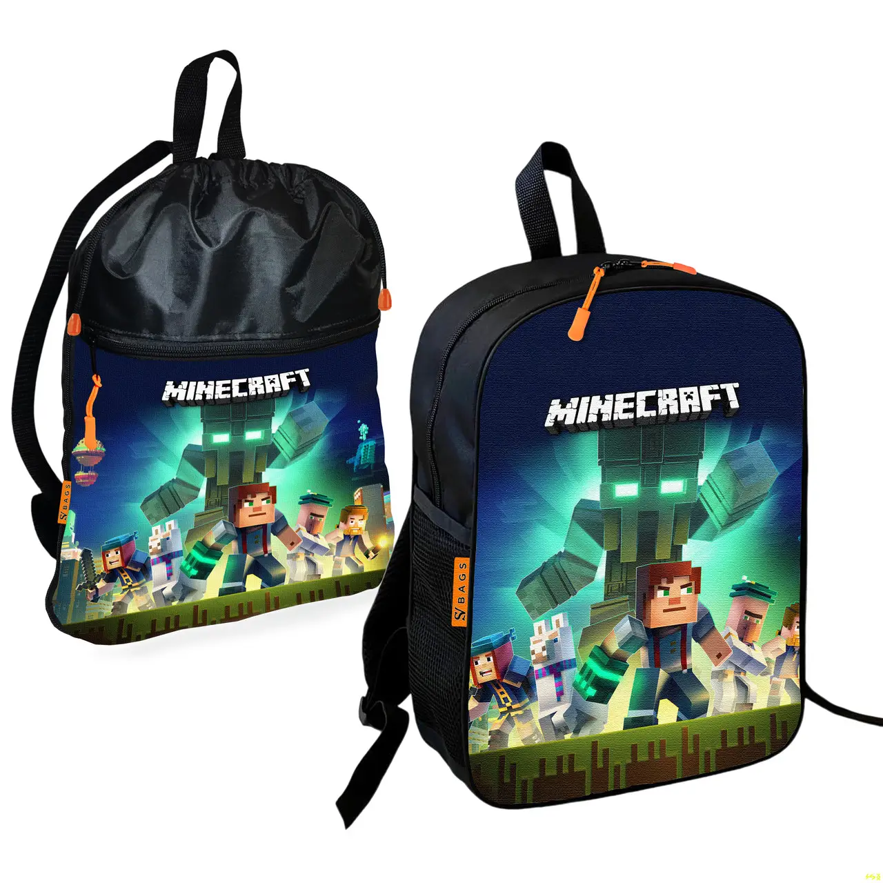 Шкільний рюкзак дитячий Minecraft + Сумка для взуття спортивної форми рюкзак-мішок для хлопчика (01721)