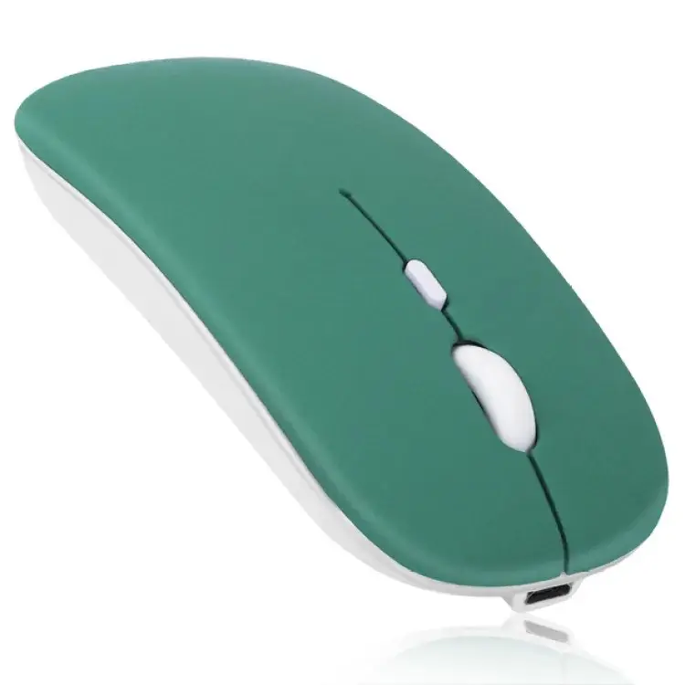 Мишка безшумна комп'ютерна, бездротова Macarone Bluetooth, USB, що перезаряджається, Салатова