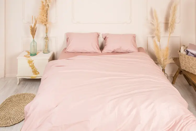 Комплект постільної білизни Ecotton двоспальний 180х215 см однотонний персиковий (22230)