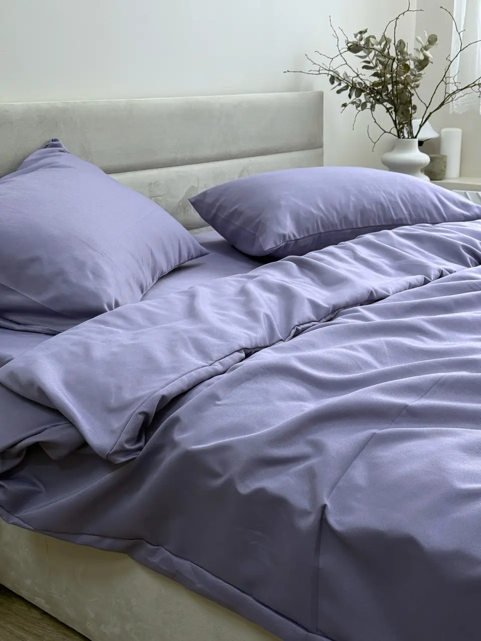 Комплект постільної білизни Ecotton полуторний 150х215 см однотонний фіолетовий Nid Purple