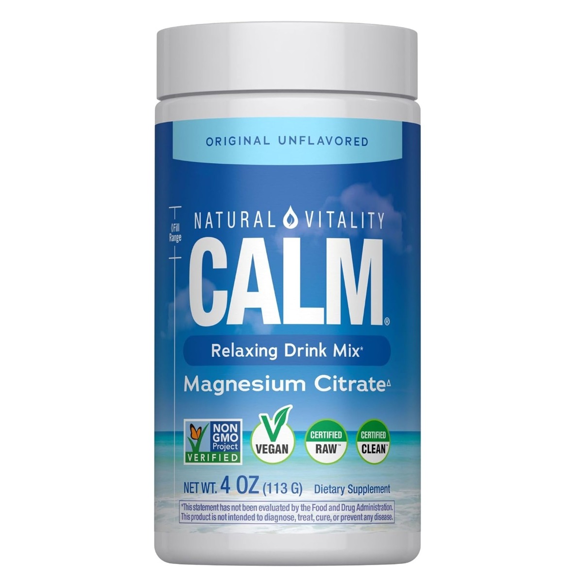 Магній у порошку, 350 мг, без ароматизаторів, CALM, Magnesium Supplement, Natural Vitality, 113 гр