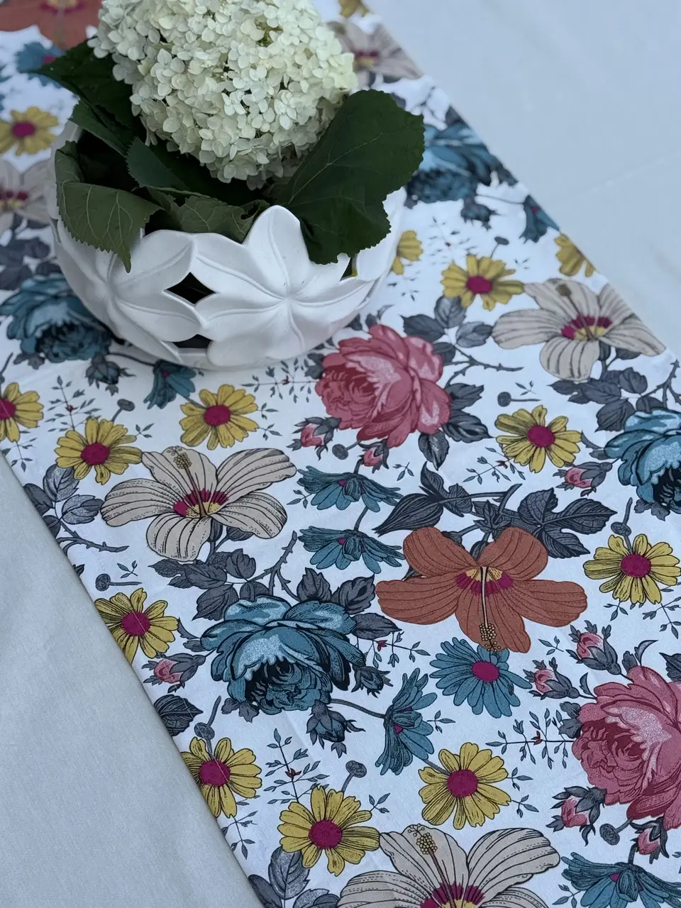 Ранер доріжка Ecotton DUCK 45x170 см для обіднього столу водовідштовхувальна в квітках