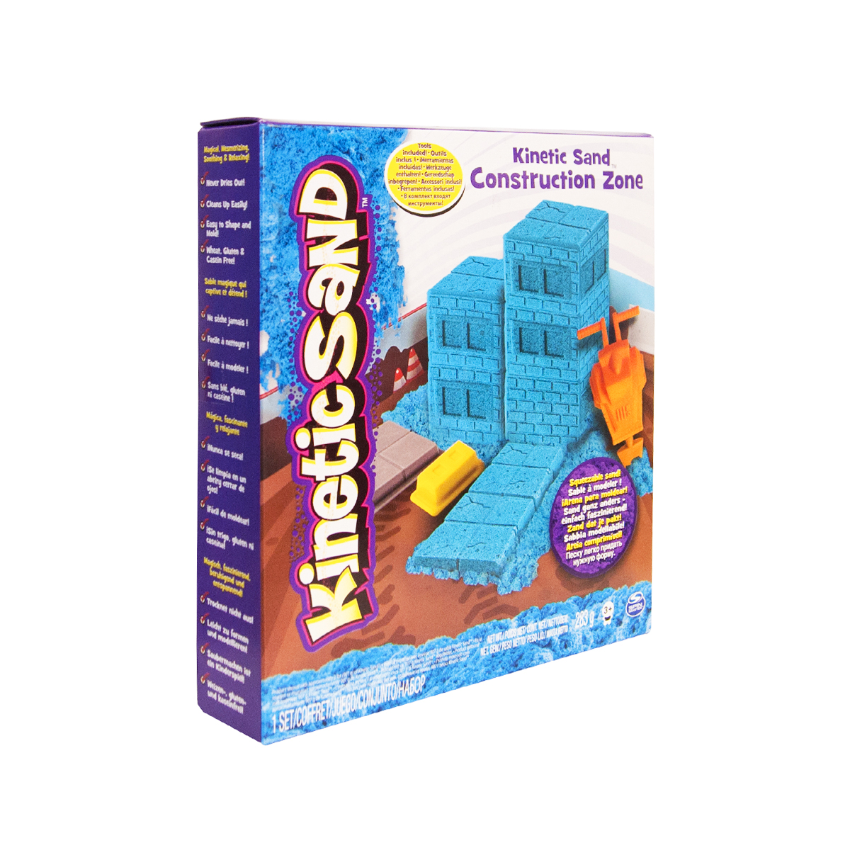 Пісок для дитячої творчості - KINETIC SAND CONSTRUCTION ZONE (блакитний, формочки, 283 г)
