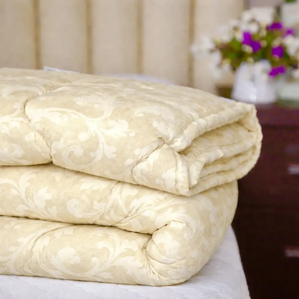Ковдра Ecotton полуторна 140х205 см вовняна стьогана бязь жовтого кольору